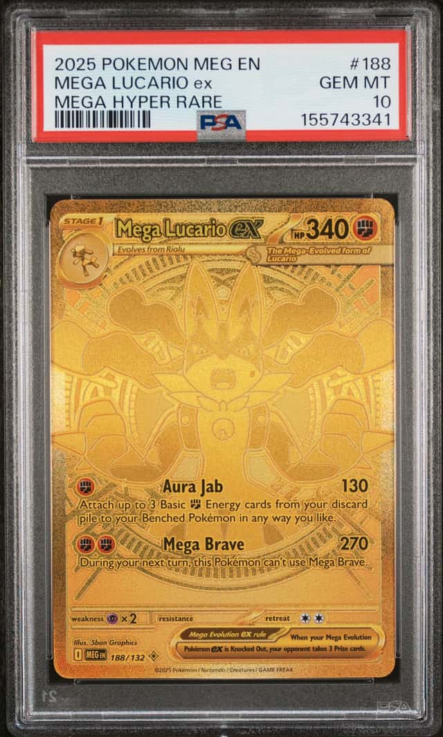 2025 Pokemon MEG EN #188 Mega Lucario ex Mega Hyper Rare PSA 10