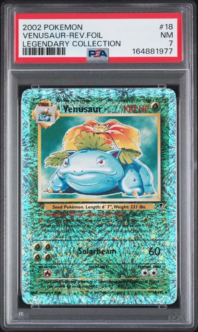 2002 POKEMON LEGENDARY COLLECTION #18 VENUSAUR-REVERSE FOIL PSA 7