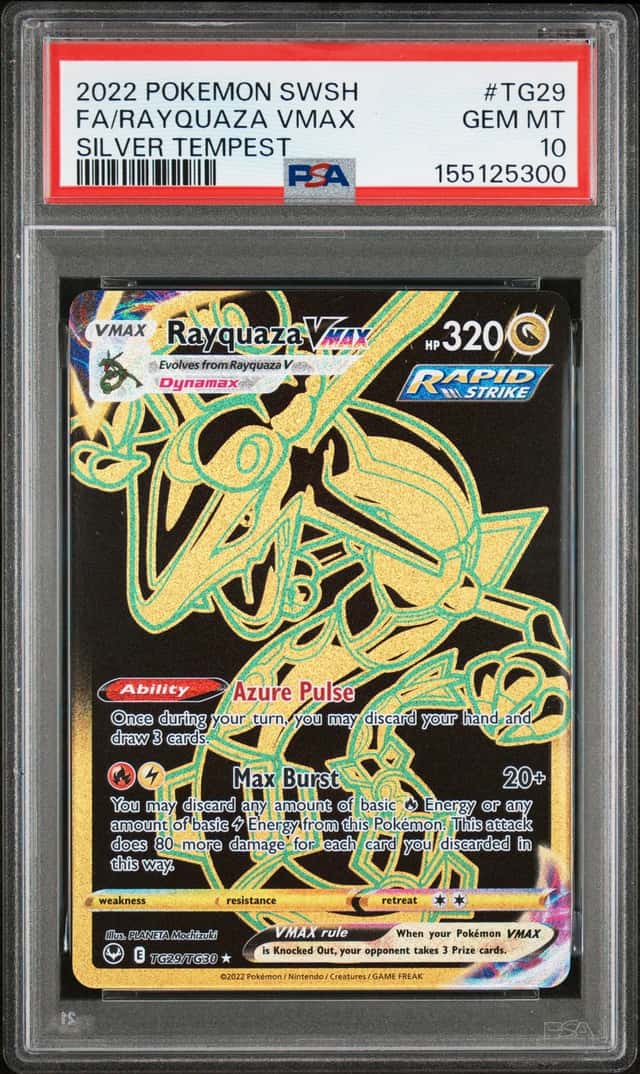 The Pokémon Company 2022 Rayquaza VMAX Secret Rare Holo FA TG29/TG30 PSA 10