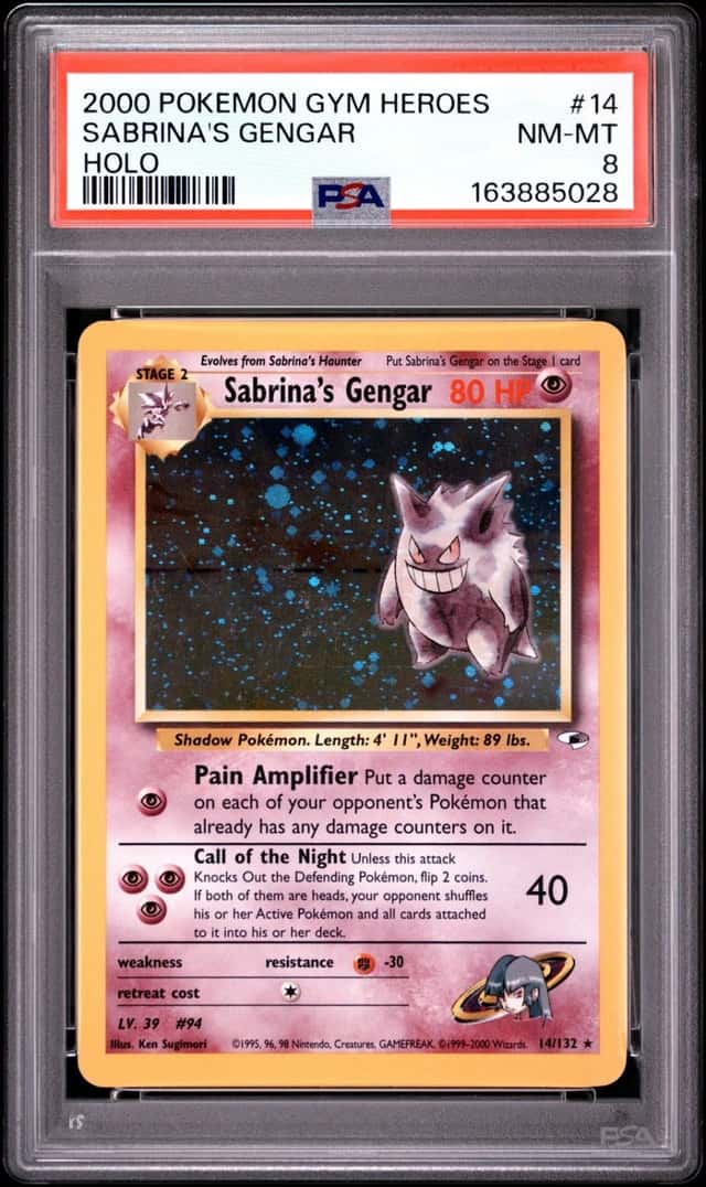 2000 POKEMON GYM HEROES HOLO #14 SABRINA'S GENGAR PSA 8