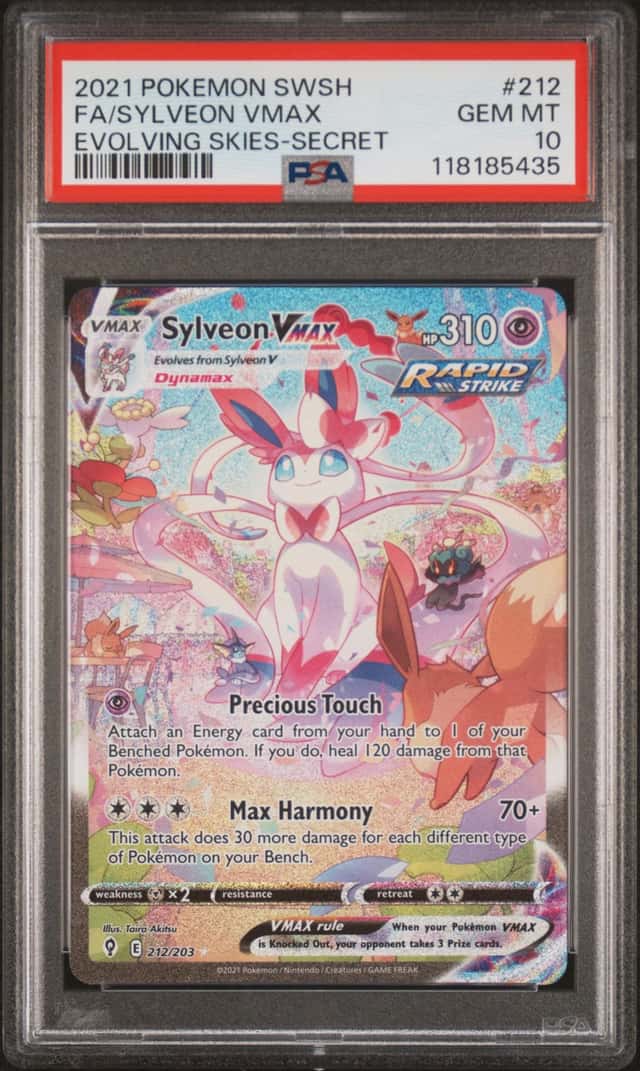 2021 POKEMON SWORD & SHIELD EVOLVING SKIES #212 FA/SYLVEON VMAX PSA 10