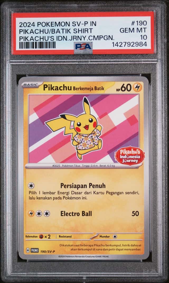2024 Pokemon Pikachu Batik Shirt #190/SV-P Indonesia Journey Promo PSA 10