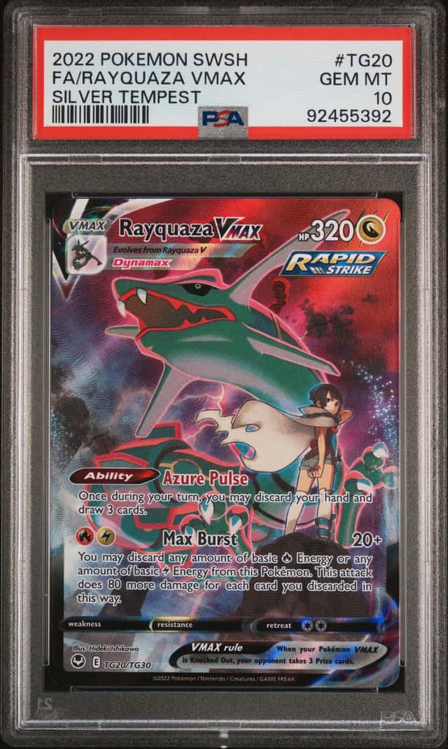 2022 Pokemon SWSH Silver Tempest #TG20 FA Rayquaza VMax PSA 10 GEM MINT