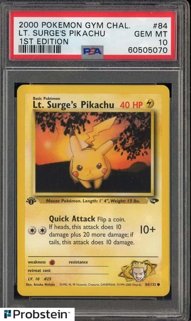 2000 Pokemon Gym Challenge 1st Edition #84 Lt Surge's Pikachu PSA 10 GEM MINT