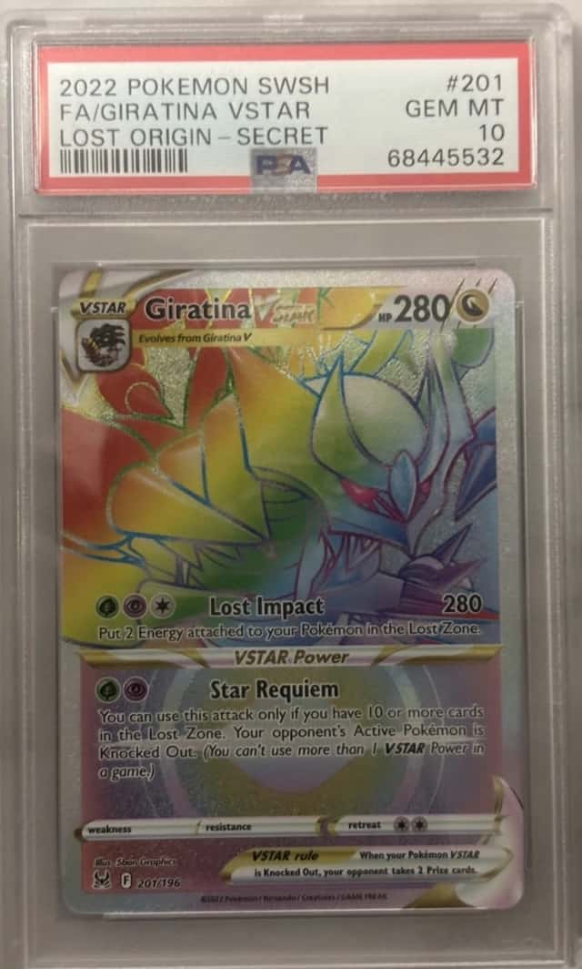 2022 POKEMON SWORD & SHIELD LOST ORIGIN SECRET FULL ART/GIRATINA VSTAR PSA 10