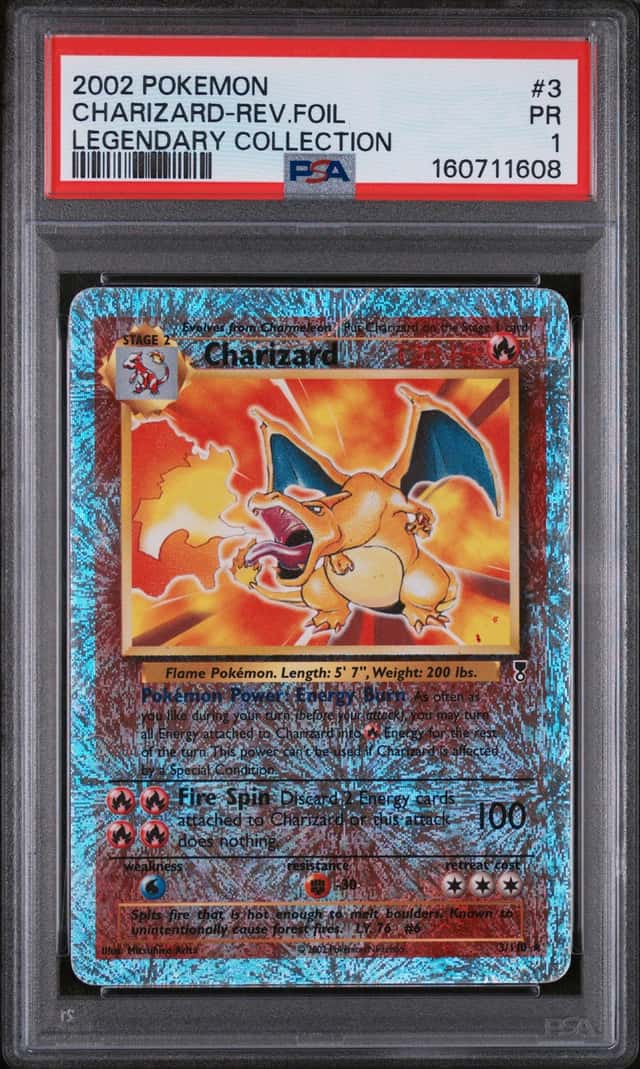 160711608 Charizard 2002 Pokemon Legendary #3 Reverse Holo PSA 1