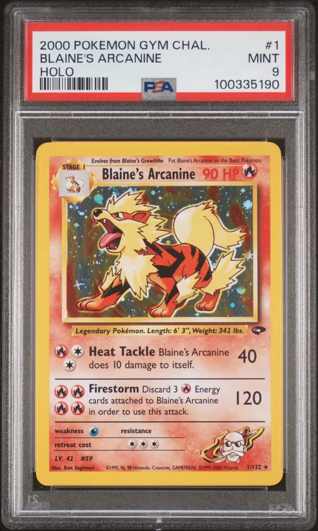2000 Pokemon Gym Challenge #1 Blaine's Arcanine Holo PSA 9 MINT
