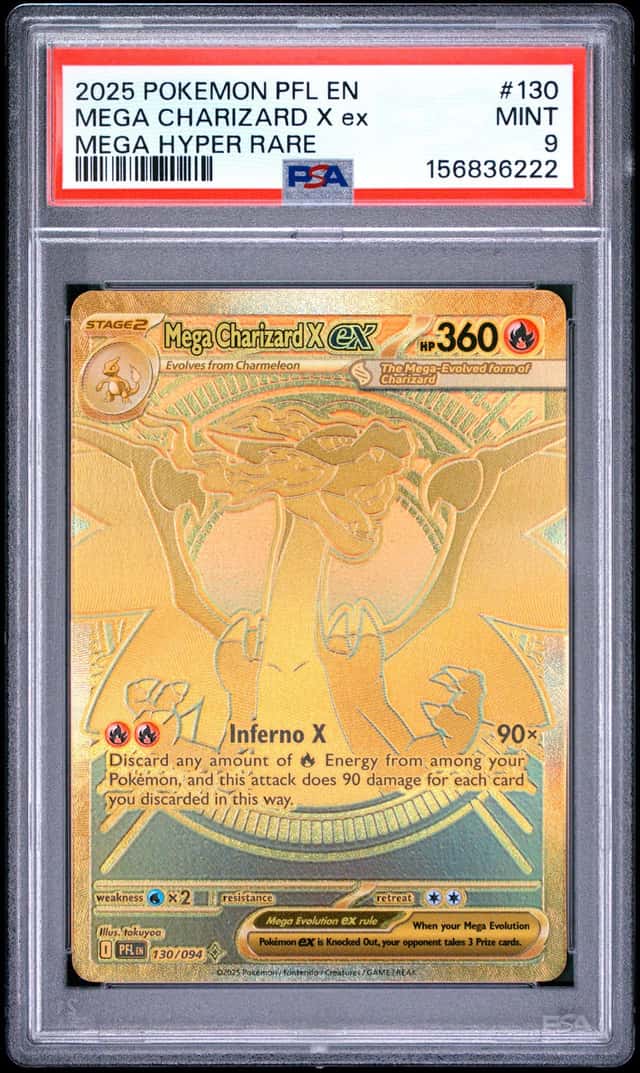 2025 Pokemon Phantasmal Flames Mega Charizard X ex Hyper Rare #130/094 PSA 9