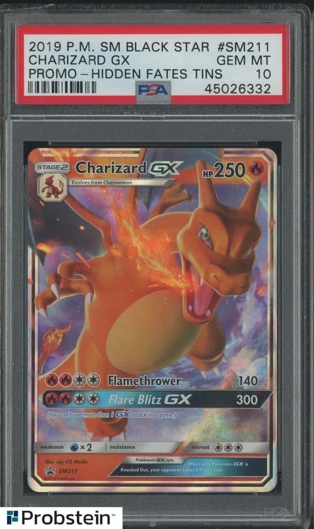 2019 Pokemon SM BSP Hidden Fates Tins #SM211 Charizard GX PSA 10 GEM MINT