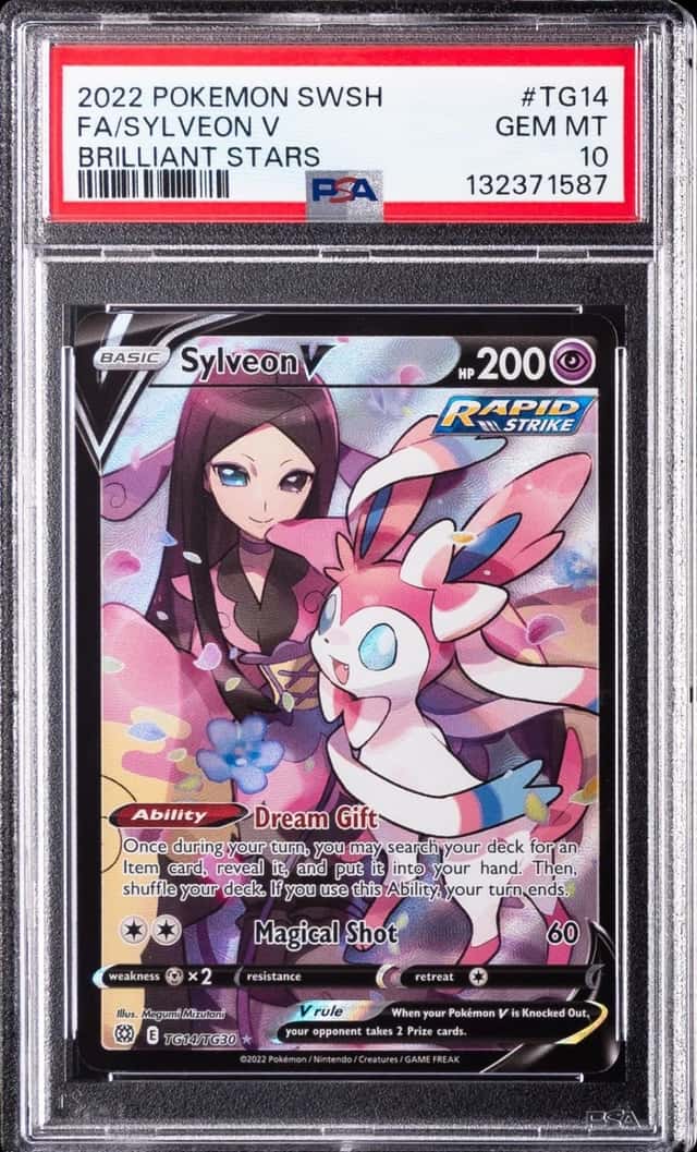 2022 POKEMON SWORD & SHIELD BRILLIANT STARS #TG14 FULL ART/SYLVEON V PSA 10