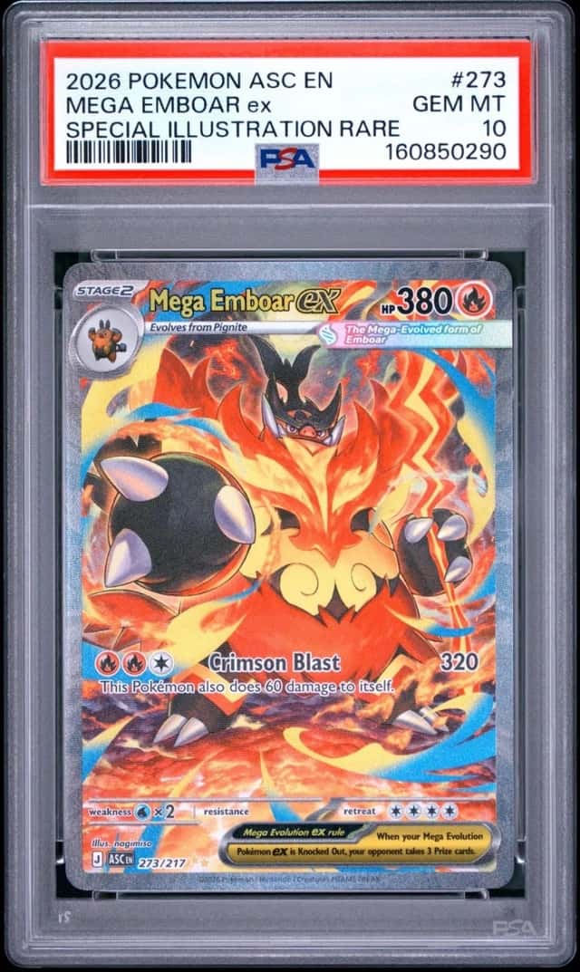 Pokemon Mega Emboar Ex Ascended Heroes Special Illustration Rare #273 PSA 10 Gem