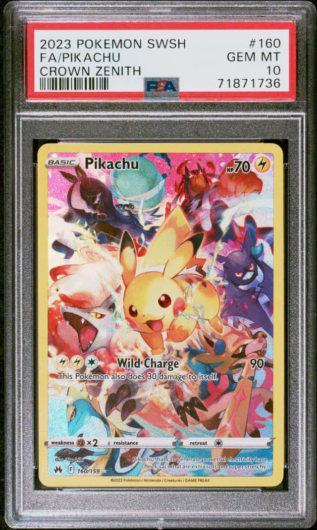 PSA 10 GEM MINT 2023 Crown Zenith PIKACHU 160/159 Secret Pokémon Full Art SWSH
