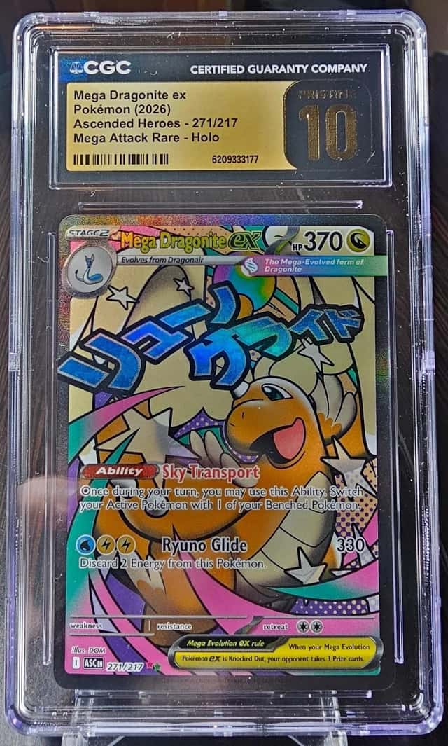 CGC 10 Pristine Mega Dragonite EX 271/217 Attack Rare Holo Pokemon