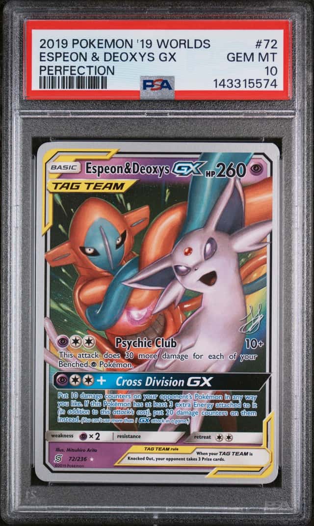 2019 Pokemon Espeon An Deoxys GX Perfection Tag Team PSA 10