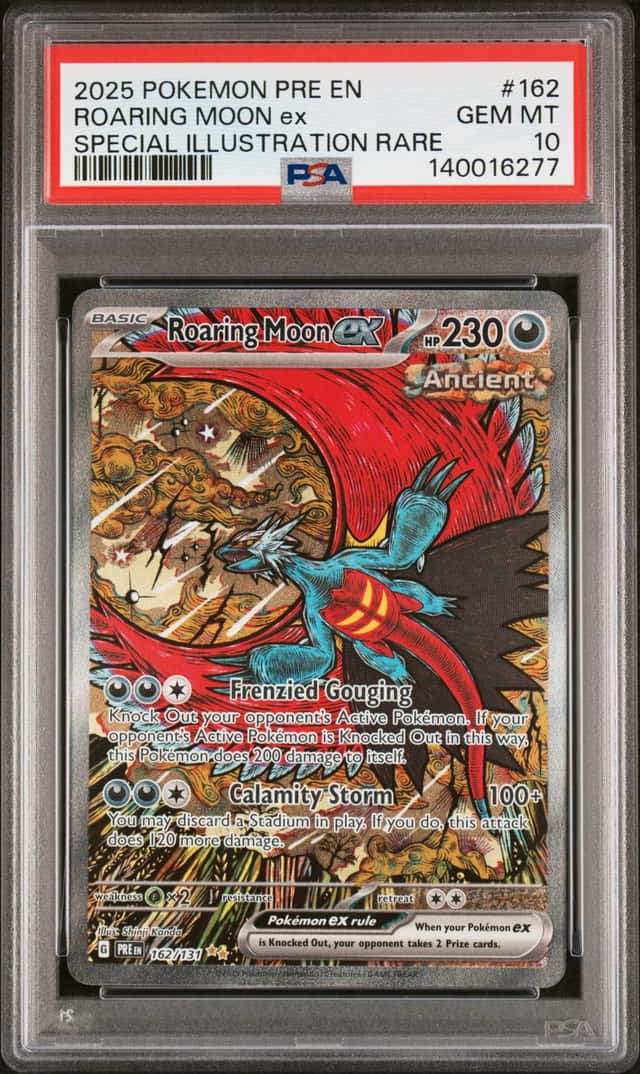 2025 Pokemon Prismatic Roaring Moon ex Special Illustration Rare #162/131 PSA 10