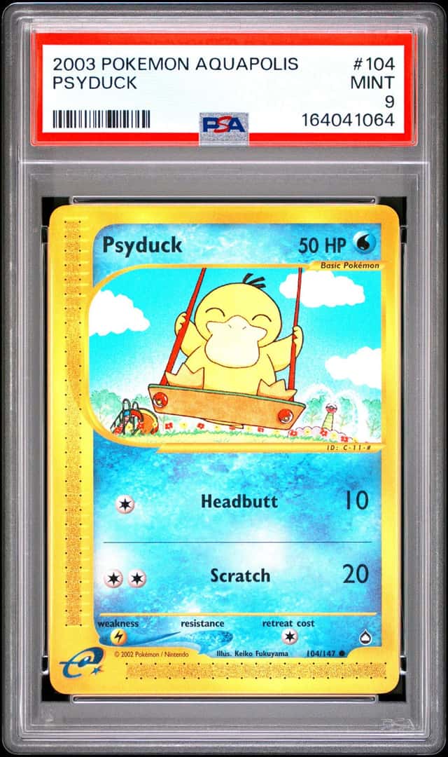 2003 Pokemon Aquapolis Psyduck #104 - PSA 9 MINT - CLEAN!