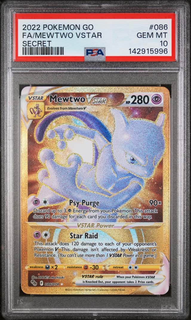 2022 Pokemon Go Mewtwo VSTAR PSA 10 Secret 086/078 Gem Mint Holo
