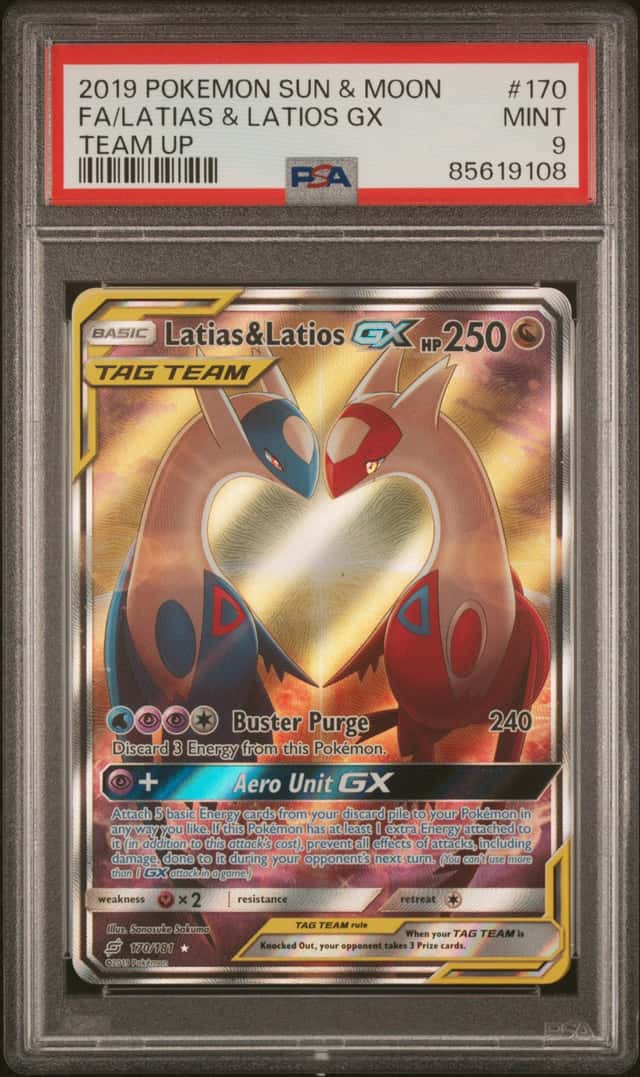 Pokemon Sun&Moon Latias&Latios GX 170/181 Team Up PSA 9