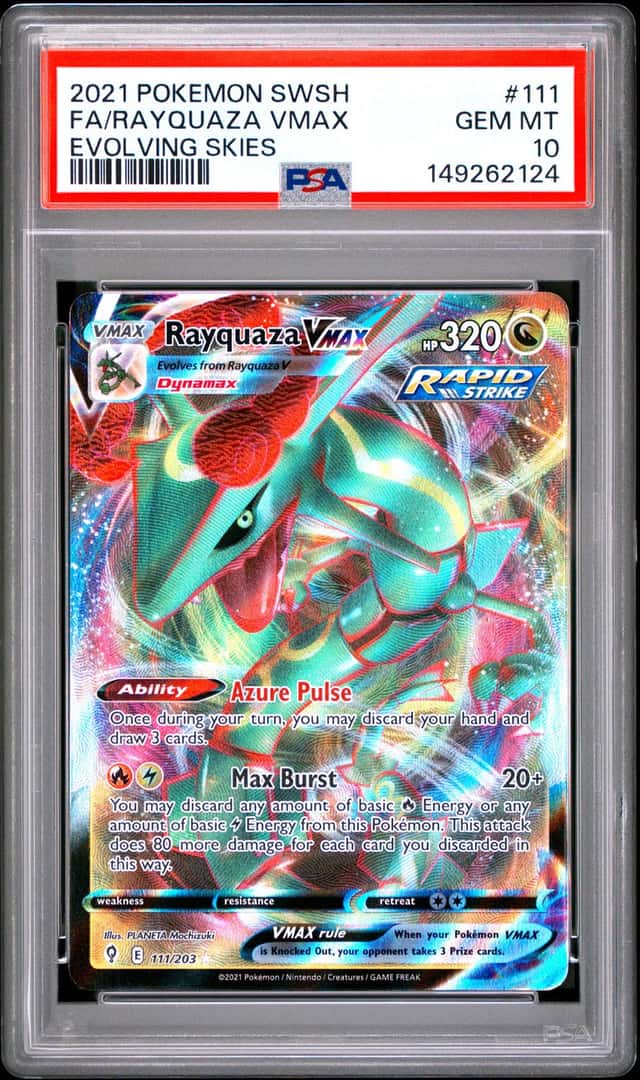 2021 Pokemon SWSH Evolving Skies Rayquaza VMAX FA #111/203 PSA 10 GEM MINT
