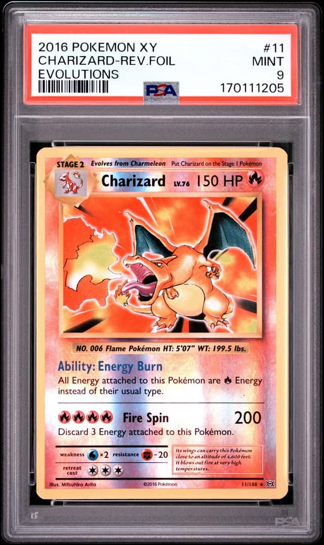 2016 POKEMON XY EVOLUTIONS #11 CHARIZARD-REVERSE FOIL PSA 9