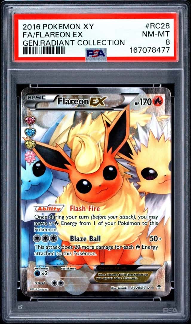 2016 POKEMON XY GENERATIONS RADIANT COLLECTION #RC28 FULL ART/FLAREON EX PSA 8