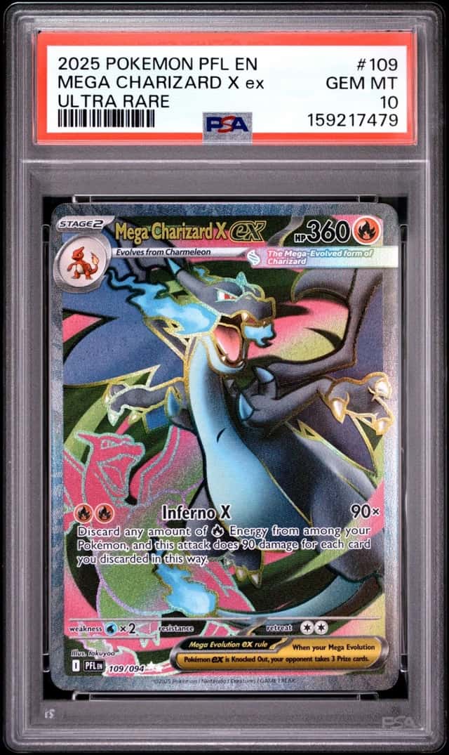 2025 POKEMON PFL EN-PHANTASMAL FLAMES ULTRA RARE #109 MEGA CHARIZARD X EX PSA 10