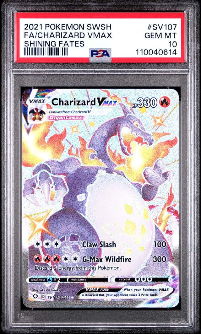 2021 POKEMON SWORD & SHIELD SHINING FATES #SV107 FULL ART/CHARIZARD VMAX PSA 10