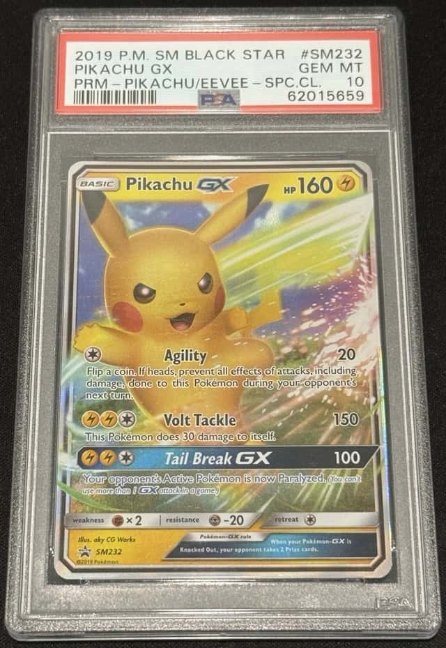 Pokemon Pikachu GX Holo Ultra Rare SM232 Sun and Moon Promo 2019 TCG PSA 10