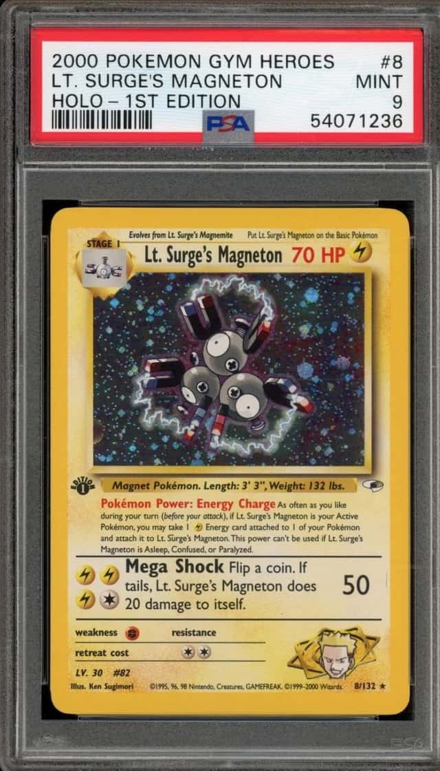 Pokemon Lt. Surge's Magneton Gym Heroes 8/132 Holo 1st Edition PSA 9 Mint