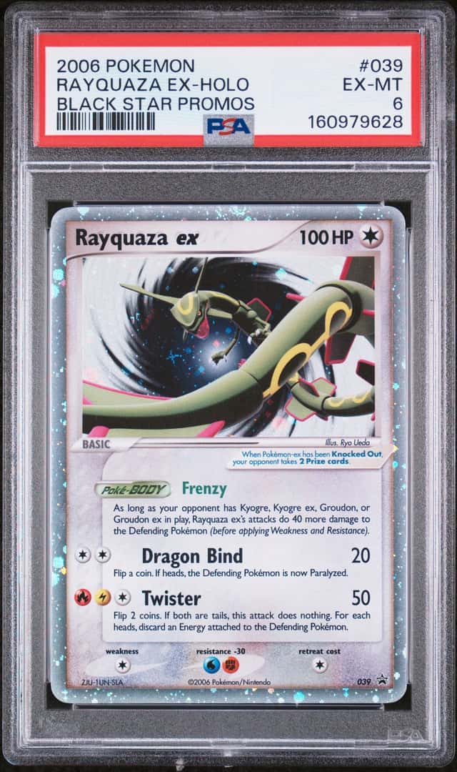 PSA 6 Rayquaza ex Holo Promo 039 Black Star TCG Pokemon 2006 Newest Cert SWIRL🌀
