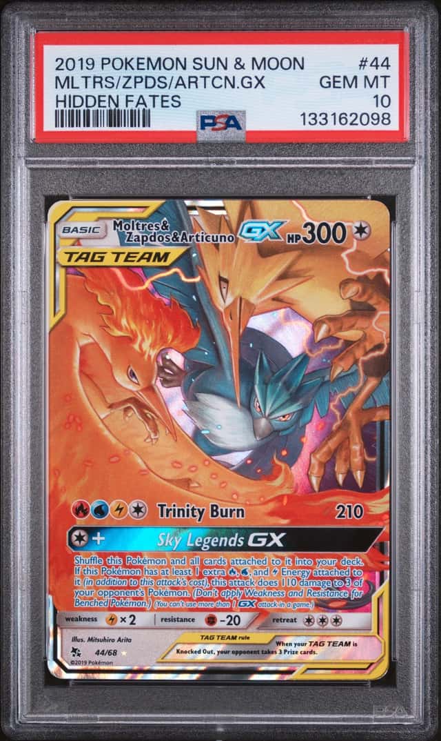 Moltres Zapdos Articuno GX 44 PSA 10 Hidden Fates 2019 Tag Team Pokemon