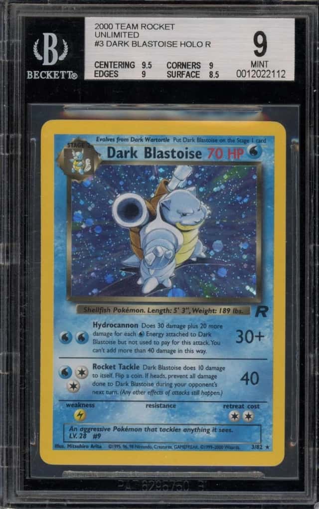 Pokemon Dark Blastoise Holo Team Rocket Unlimited 3 BGS 9 Mint DAMAGED