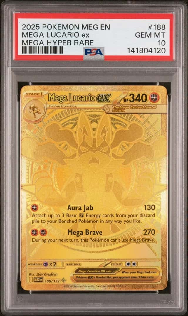 Pokemon Mega Lucario ex Mega Evolution 188/132 Mega Hyper Rare PSA 10 Gem Mint