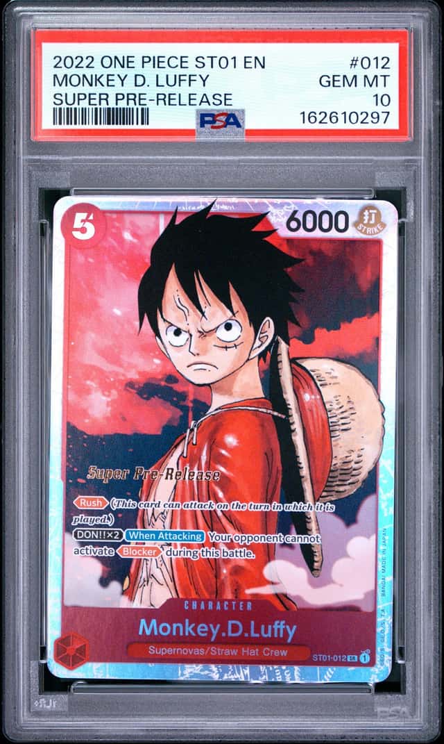 One Piece Monkey D. Luffy Straw Hat Crew St01-012 Super Pre-Release PSA 10
