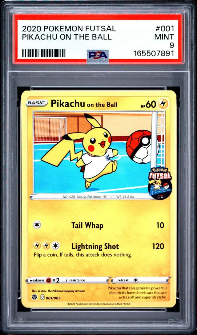 Pikachu on the Ball from Pokemon TCG Futsal Football 001/005 Graded PSA 9