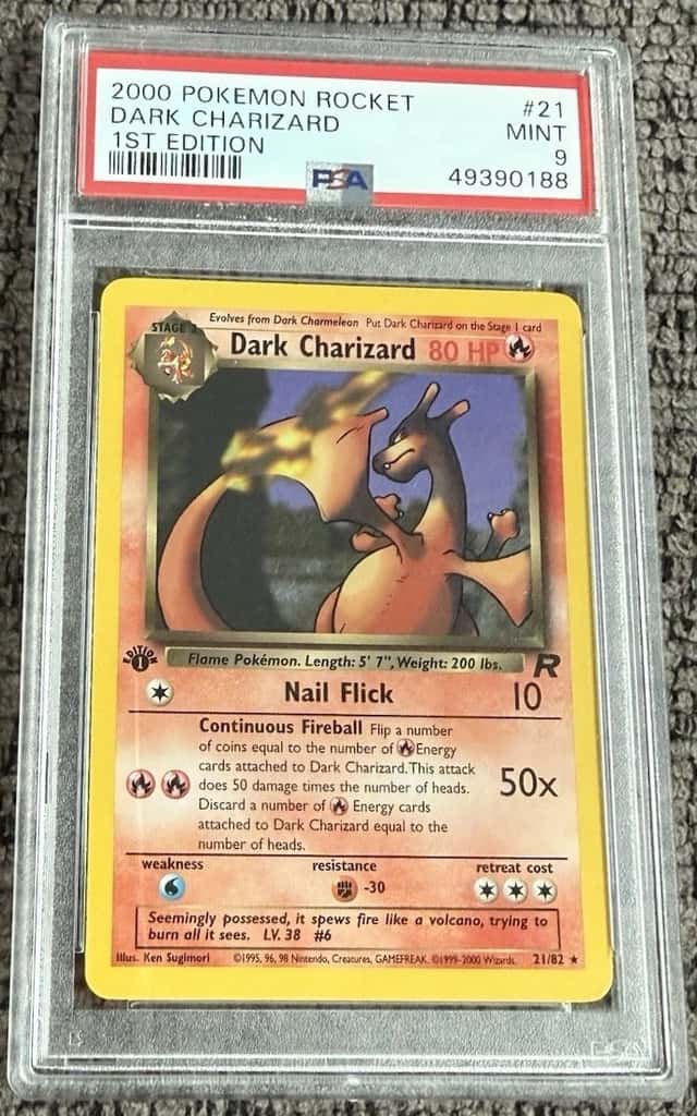 Dark Charizard 21/82 Rare Team Rocket Pokemon 1st Edition PSA 9 💎💎💎