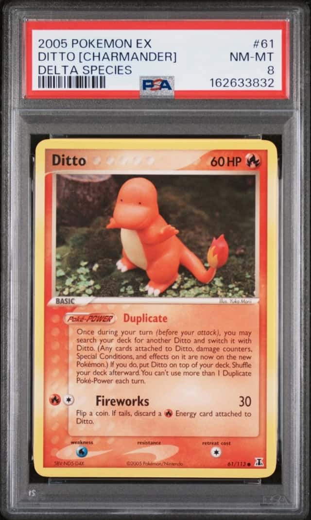 2005 POKEMON EX DELTA SPECIES #61 DITTO [CHARMANDER] PSA 8