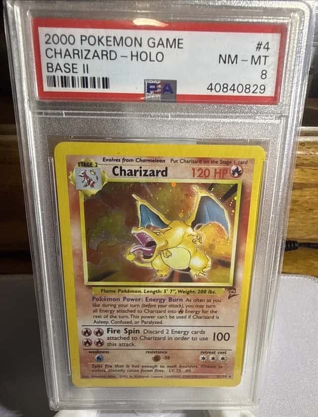 2000 Pokémon Game Base Set 2 II Charizard Holo PSA 8 NM Mint Swirl 🌀🔥