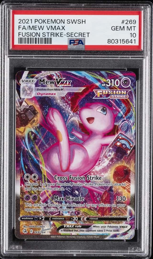 2021 POKEMON SWORD & SHIELD FUSION STRIKE SECRET #269 FULL ART/MEW VMAX PSA 10