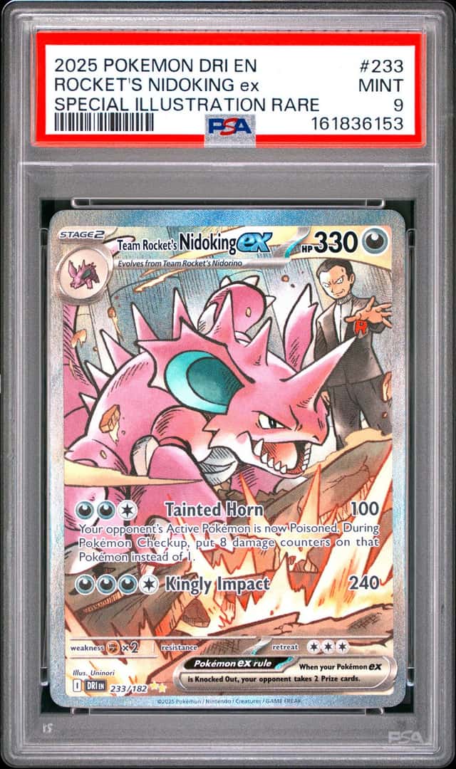 2025 POKEMON DRI SPECIAL ILLUSTRATION RARE #233 TEAM ROCKET'S NIDOKING EX PSA 9