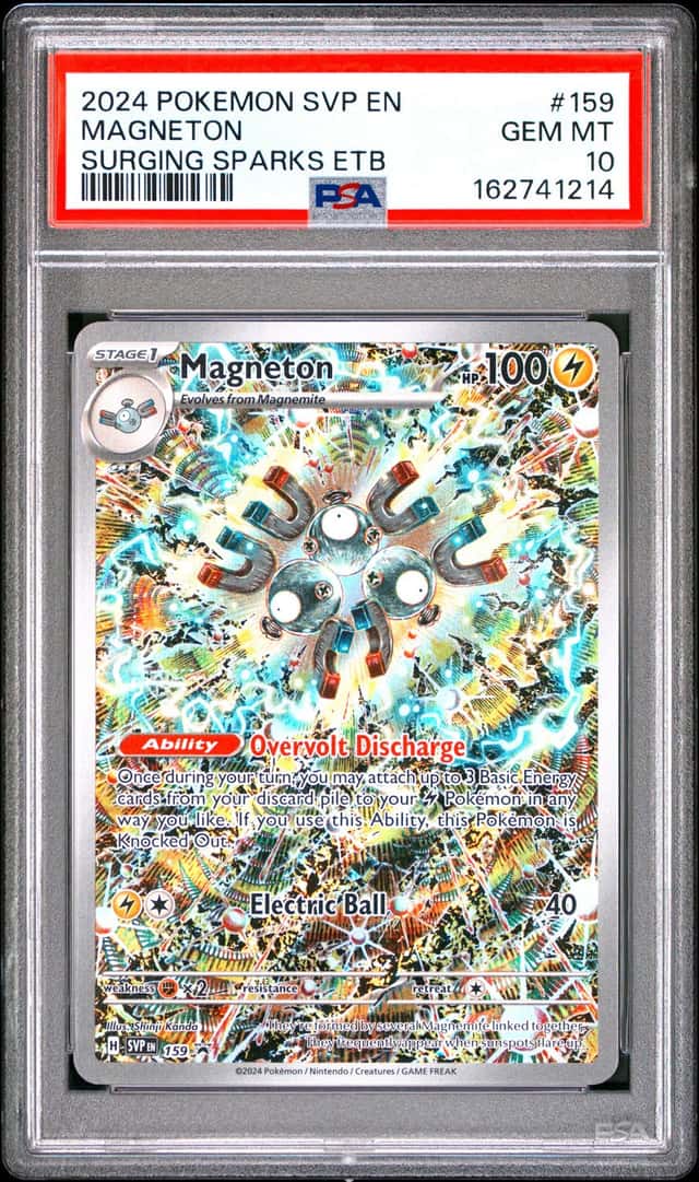 2024 POKEMON SVP SURGING SPARKS ELITE TRAINER BOX #159 MAGNETON PSA 10