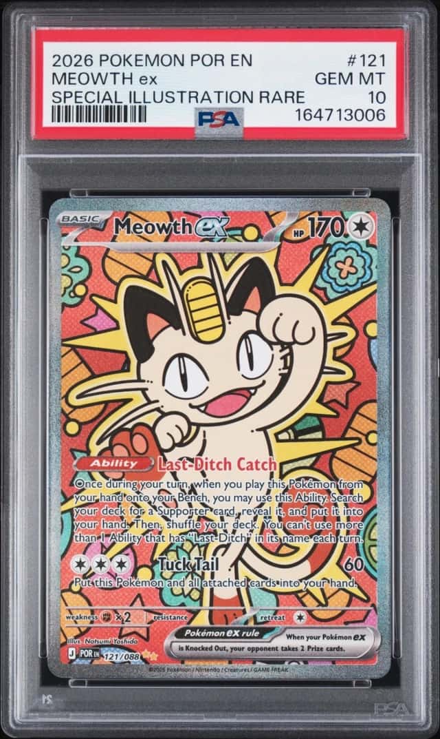2026 POKEMON PERFECT ORDER SPECIAL ILLUSTRATION RARE #121 MEOWTH EX PSA 10