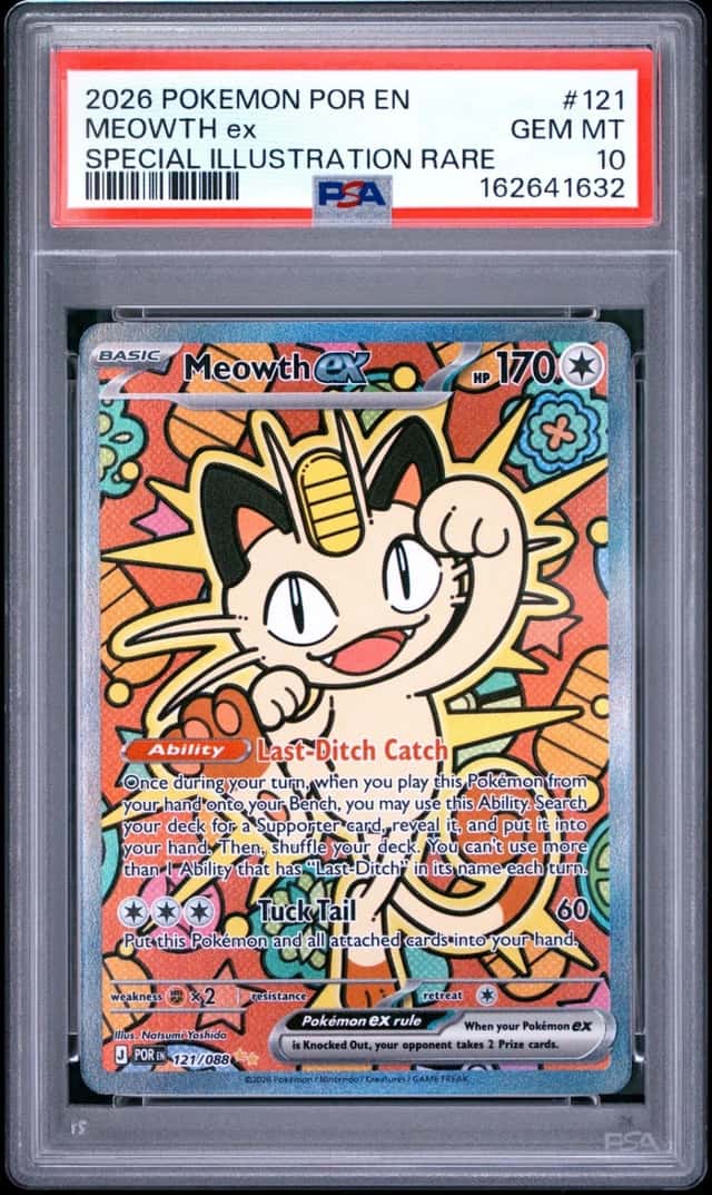 2026 POKEMON PERFECT ORDER SPECIAL ILLUSTRATION RARE #121 MEOWTH EX PSA 10