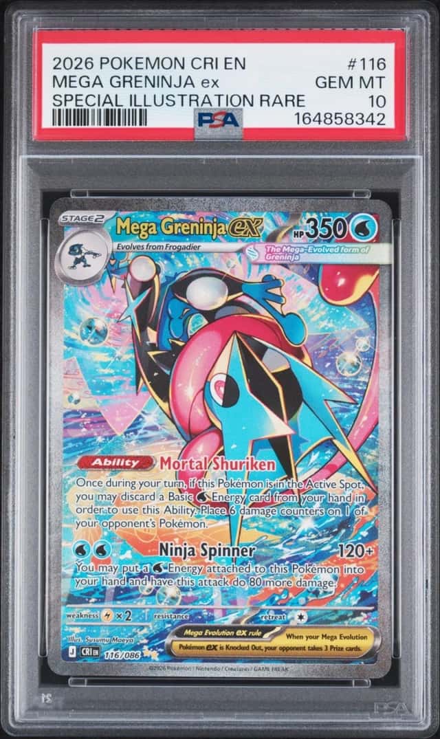 2026 POKEMON CHAOS RISING ILLUSTRATION RARE #116 MEGA GRENINJA EX PSA 10
