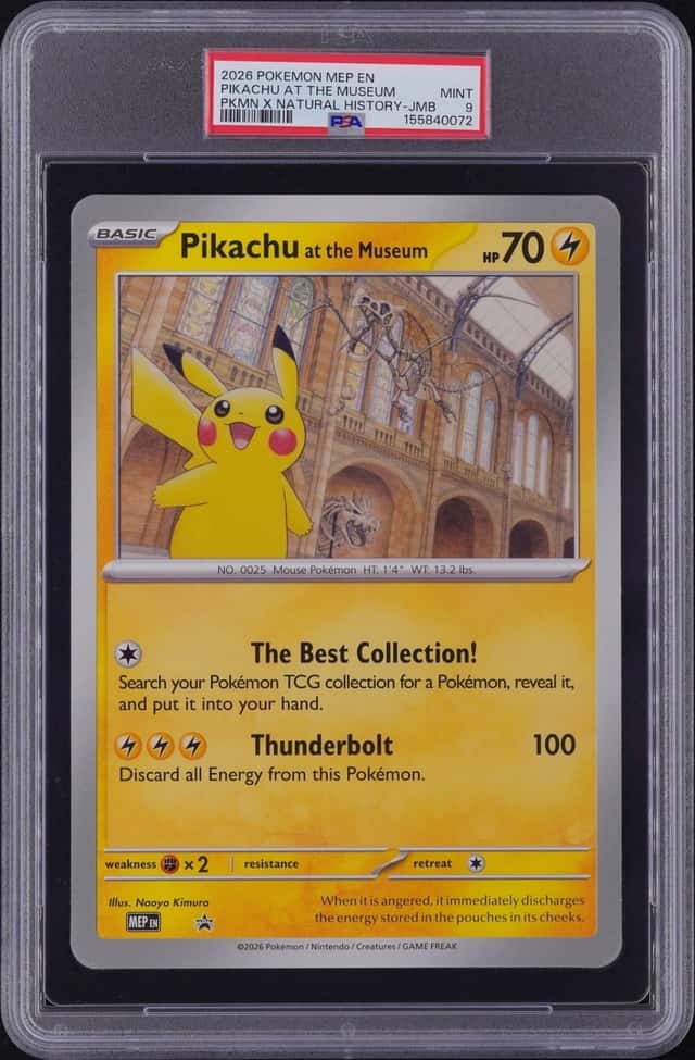 2026 POKEMON MEP EN-ME BLACK STAR PROMO JUMBO PIKACHU AT THE MUSEUM PSA 9