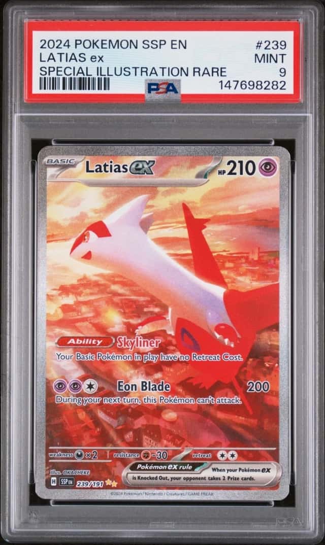 2024 POKEMON SURGING SPARKS SPECIAL ILLUSTRATION RARE #239 LATIAS EX PSA 9 MINT