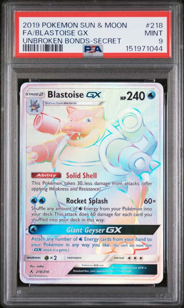 Blastoise GX #218 Unbroken Bonds Secret 2019 Pokemon PSA 9