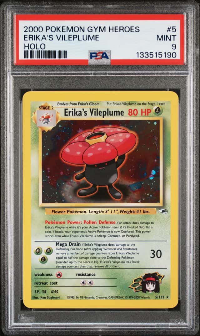2000 Pokemon Gym Heroes Holo #5 Erika's Vileplume Mint PSA 9