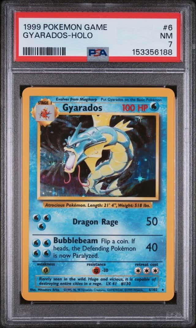 1999 POKEMON BASE SET UNLIMITED #6 GYARADOS-HOLO PSA 7