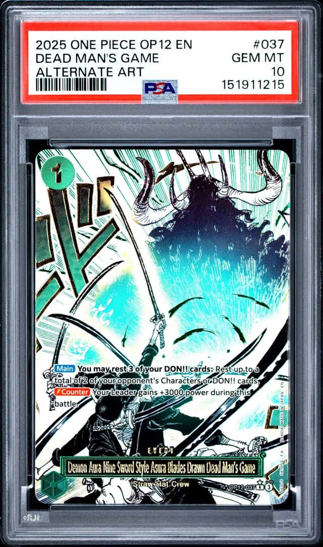 2025 One Piece OP12 EN Alternate Art #037 Dead Man's Game PSA 10 GEM MINT